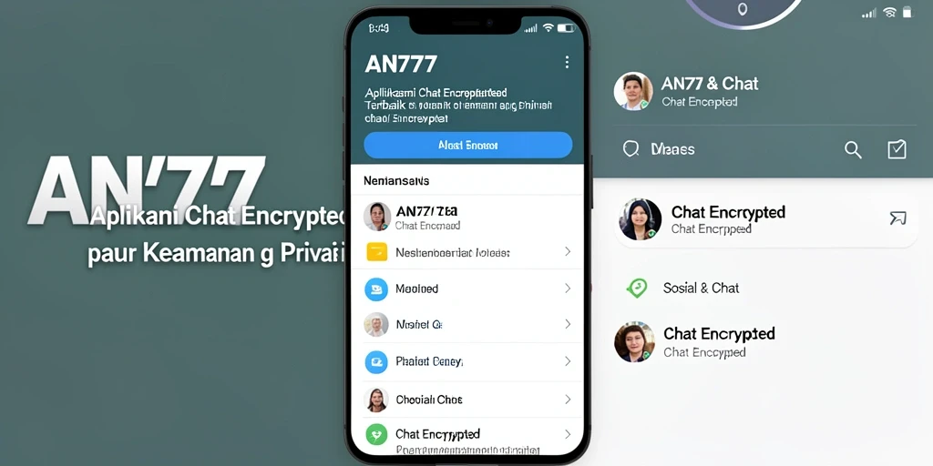 Antarmuka aplikasi AN777 dengan fitur Chat Encrypted yang menarik.
