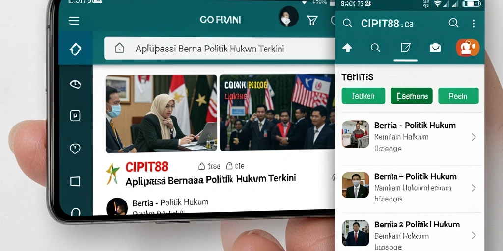 Antarmuka aplikasi CIPIT88 yang menampilkan berita politik dan hukum.