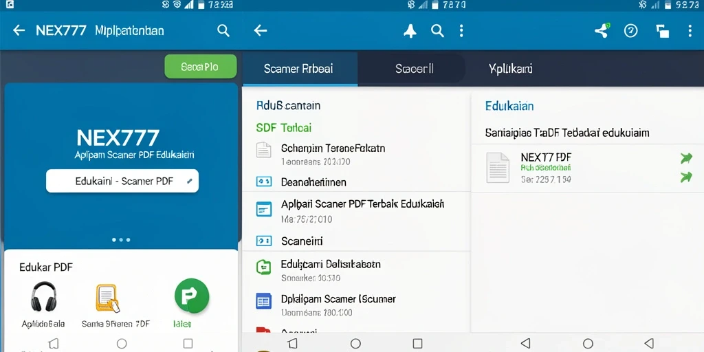 Antarmuka NEX777 menunjukkan kemudahan penggunaan aplikasi Scanner PDF.