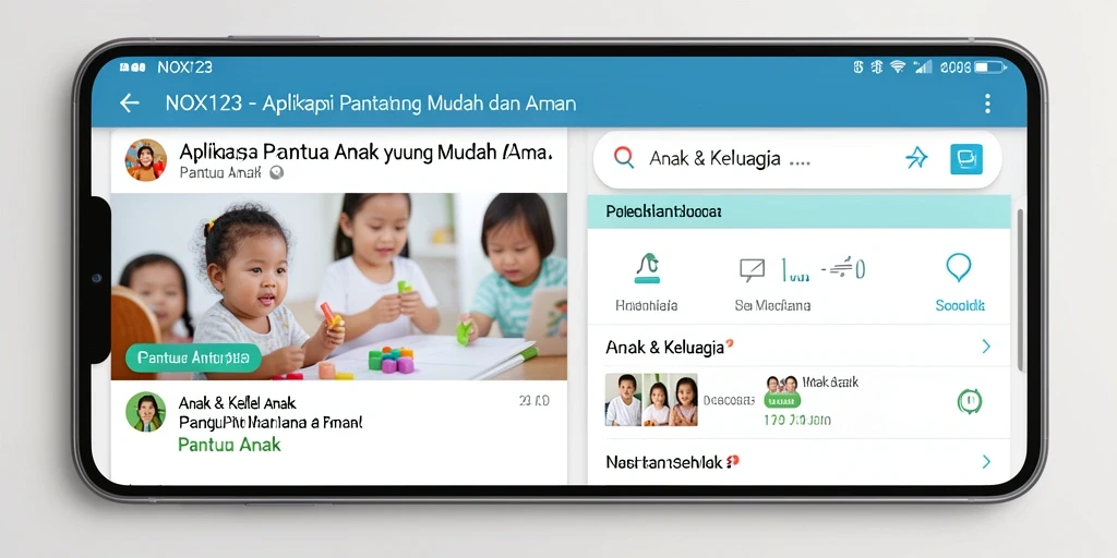 Tampilan antarmuka pengguna NOX123 untuk memantau anak.