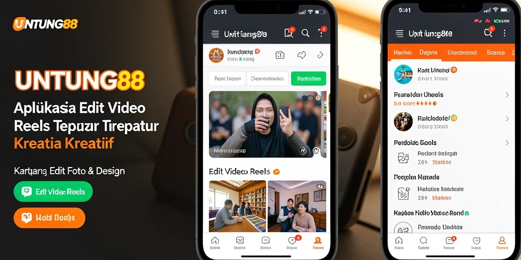 Antarmuka aplikasi UNTUNG88 menunjukkan berbagai fitur Edit Video Reels.